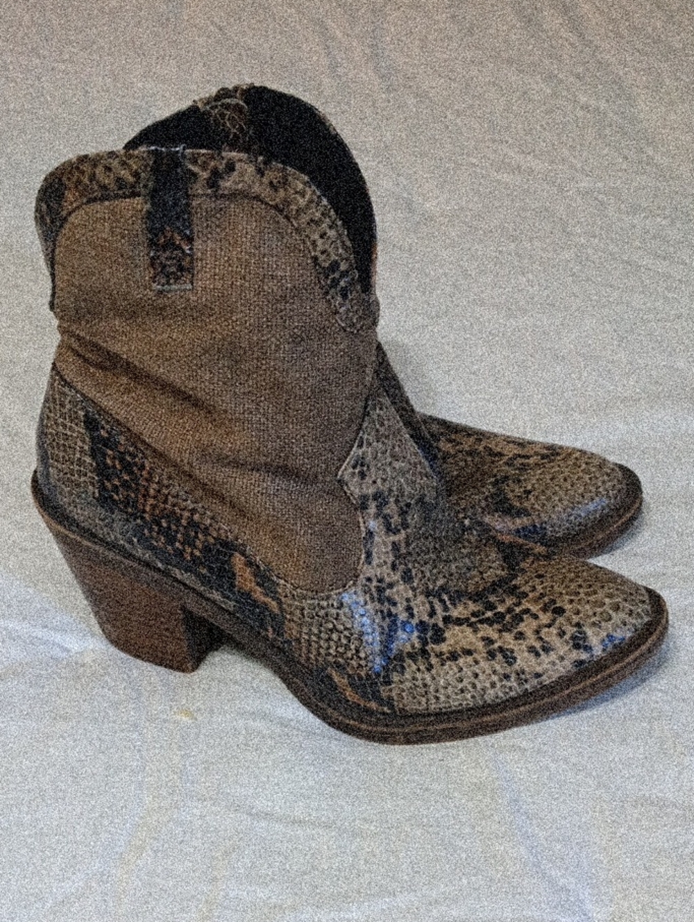 Blowfish Brown Snake-Print Western Ankle Booties